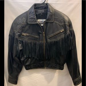 Moto Jacket | Leather Fringed Crop Jacket